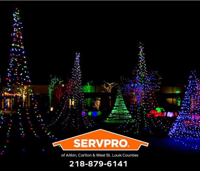 Colorful electric holiday lights are shown.